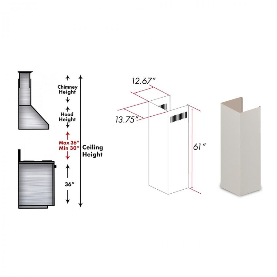 ZLINE 61 in. Wooden Chimney Extension for Ceilings up to 12.5 ft - 321TT-E