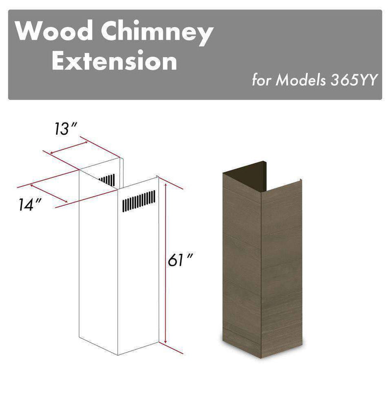 ZLINE 61-Inch Wooden Chimney Extension for Ceilings up to 12.5 ft. (365YY-E)