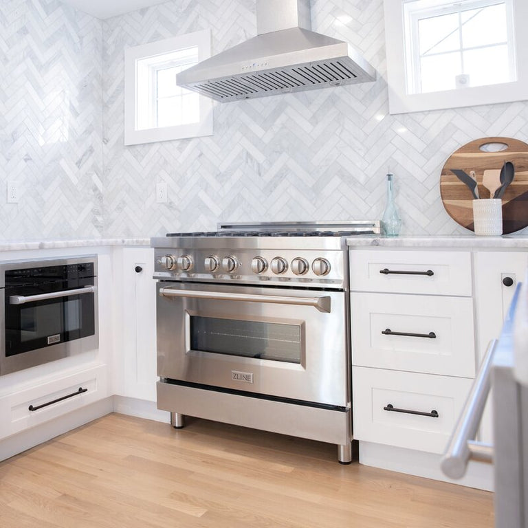 ZLINE Appliance Package - 36 in. Dual Fuel Range, Range Hood, 3 Rack Dishwasher - 3KP-RARH36-DWV