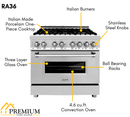 ZLINE Appliance Package - 36 in. Dual Fuel Range, Range Hood, 3 Rack Dishwasher - 3KP-RARH36-DWV