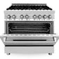 ZLINE Appliance Package - 36 in. Dual Fuel Range, Range Hood, 3 Rack Dishwasher, Refrigerator - 4KPR-RARH36-DWV