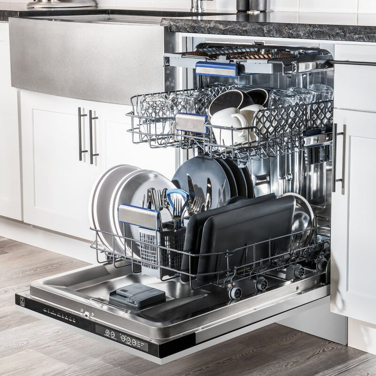 ZLINE Appliance Package - 36 in. Dual Fuel Range, Range Hood, Microwave Drawer, 3 Rack Dishwasher - 4KP-RARH36-MWDWV