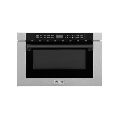 ZLINE Autograph Edition 24" 1.2 cu. ft. Built-in Microwave Drawer with a Traditional Handle in Fingerprint Resistant Stainless Steel MWDZ-1-SS-H