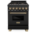 ZLINE Autograph Edition 24" 2.8 cu. ft. Dual Fuel Range with Gas Stove and Electric Oven in Black Stainless Steel with Accents