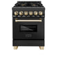 ZLINE Autograph Edition 24" 2.8 cu. ft. Dual Fuel Range with Gas Stove and Electric Oven in Black Stainless Steel with Accents - RABZ-24