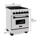 ZLINE Autograph Edition 24" 2.8 cu. ft. Dual Fuel Range with Gas Stove and Electric Oven in DuraSnow Stainless Steel with Accents