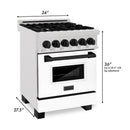 ZLINE Autograph Edition 24" 2.8 cu. ft. Dual Fuel Range with Gas Stove and Electric Oven in DuraSnow Stainless Steel with White Matte Door and Accents