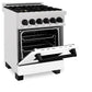 ZLINE Autograph Edition 24" 2.8 cu. ft. Dual Fuel Range with Gas Stove and Electric Oven in DuraSnow Stainless Steel with White Matte Door and Accents