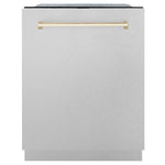ZLINE Autograph Edition 24" 3rd Rack Top Touch Control Tall Tub Dishwasher in Stainless Steel with Accent Handle, 45dBa
