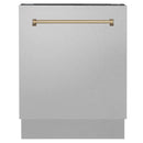 ZLINE Autograph Edition 24" 3rd Rack Top Control Tall Tub Dishwasher in DuraSnow Stainless Steel with Accent Handle, 51dBa