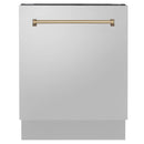 ZLINE Autograph Edition 24" 3rd Rack Top Control Tall Tub Dishwasher in Stainless Steel with Accent Handle, 51dBa