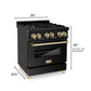 ZLINE Autograph Edition 30" 4.0 cu. ft. Dual Fuel Range with Gas Stove and Electric Oven in Black Stainless Steel with Accents