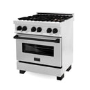 ZLINE Autograph Edition 30" 4.0 cu. ft. Dual Fuel Range with Gas Stove and Electric Oven in DuraSnow Stainless Steel with Accents