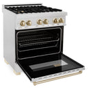 ZLINE Autograph Edition 30" 4.0 cu. ft. Dual Fuel Range with Gas Stove and Electric Oven in DuraSnow Stainless Steel with Accents