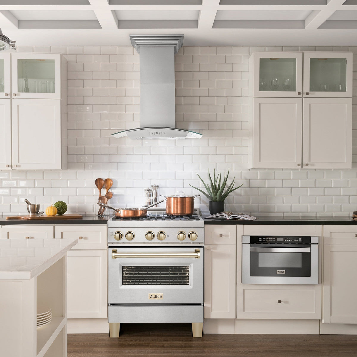 ZLINE Autograph Edition 30" 4.0 cu. ft. Dual Fuel Range with Gas Stove and Electric Oven in DuraSnow Stainless Steel with Accents
