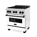 ZLINE Autograph Edition 30" 4.0 cu. ft. Dual Fuel Range with Gas Stove and Electric Oven in DuraSnow Stainless Steel with White Matte Door and Accents