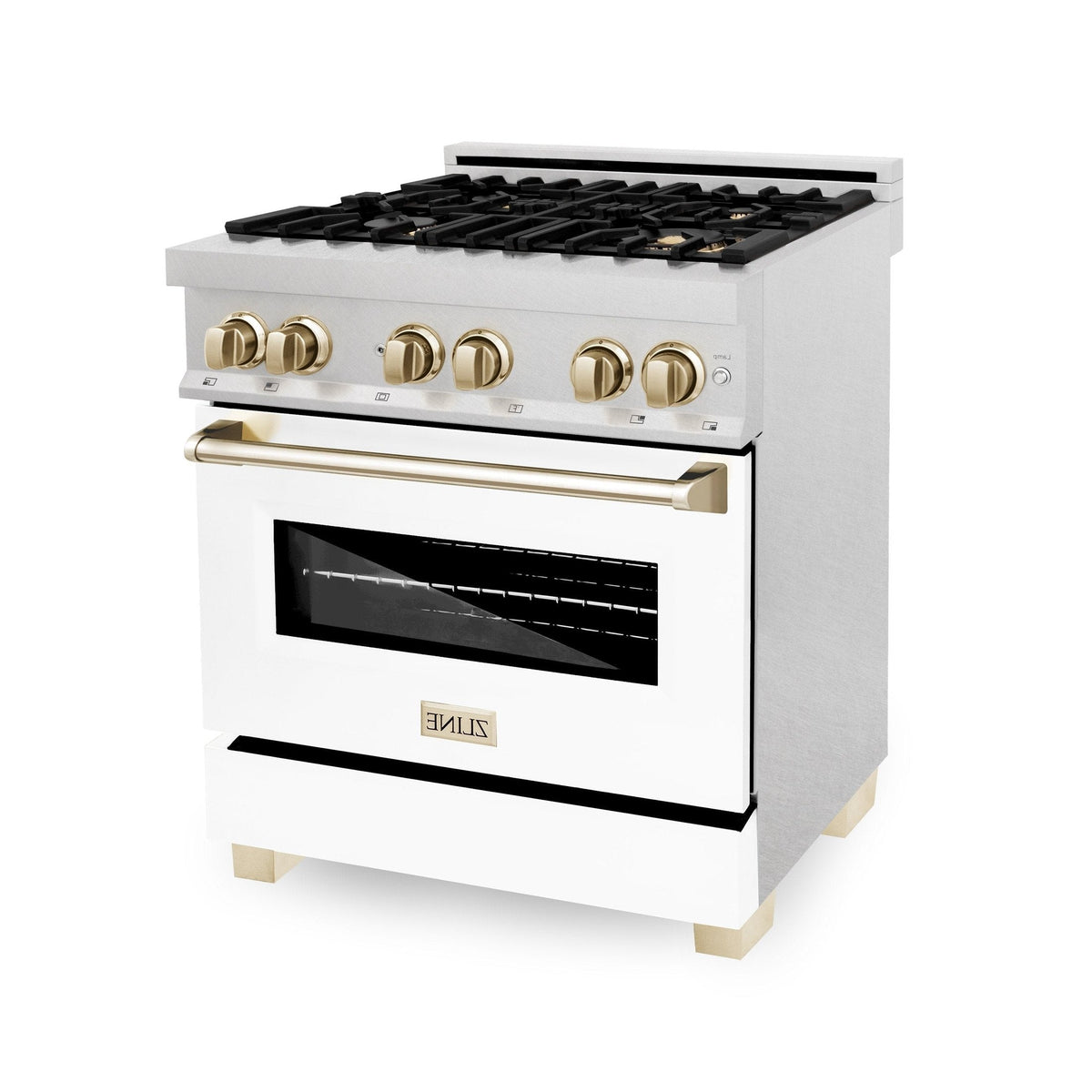 ZLINE Autograph Edition 30" 4.0 cu. ft. Dual Fuel Range with Gas Stove and Electric Oven in DuraSnow Stainless Steel with White Matte Door and Accents