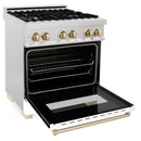 ZLINE Autograph Edition 30" 4.0 cu. ft. Dual Fuel Range with Gas Stove and Electric Oven in DuraSnow Stainless Steel with White Matte Door and Accents