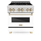 ZLINE Autograph Edition 30" 4.0 cu. ft. Dual Fuel Range with Gas Stove and Electric Oven in DuraSnow Stainless Steel with White Matte Door and Accents