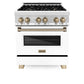 ZLINE Autograph Edition 30" 4.0 cu. ft. Dual Fuel Range with Gas Stove and Electric Oven in Stainless Steel with White Matte Door and Accents