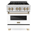 ZLINE Autograph Edition 30" 4.0 cu. ft. Dual Fuel Range with Gas Stove and Electric Oven in Stainless Steel with White Matte Door and Accents