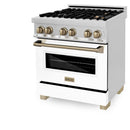 ZLINE Autograph Edition 30" 4.0 cu. ft. Dual Fuel Range with Gas Stove and Electric Oven in Stainless Steel with White Matte Door and Accents