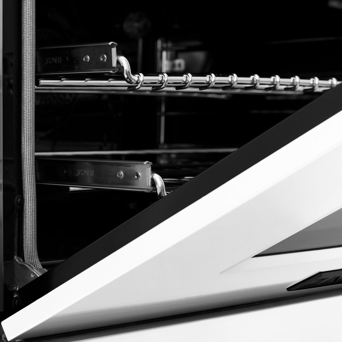 ZLINE Autograph Edition 30" 4.0 cu. ft. Dual Fuel Range with Gas Stove and Electric Oven in Stainless Steel with White Matte Door and Accents
