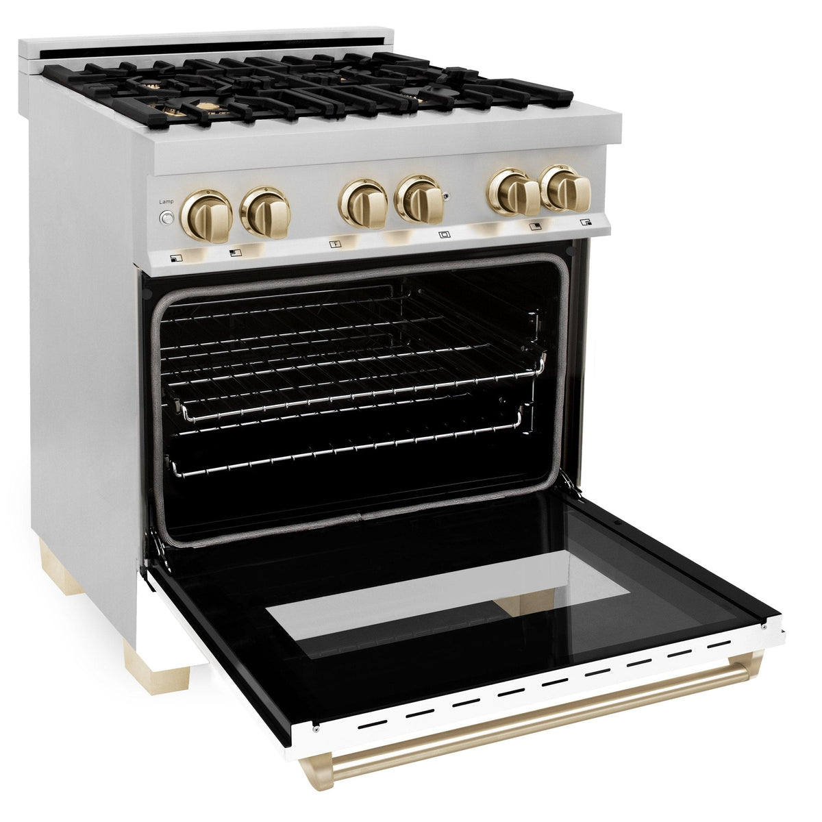 ZLINE Autograph Edition 30" 4.0 cu. ft. Dual Fuel Range with Gas Stove and Electric Oven in Stainless Steel with White Matte Door and Accents