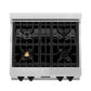 ZLINE Autograph Edition 30 in. Porcelain Rangetop with 4 Gas Burners in Stainless Steel and Matte Black Accents, RTZ-30-MB
