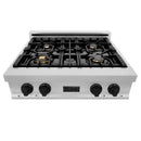 ZLINE Autograph Edition 30" Porcelain Rangetop with 4 Gas Burners in DuraSnow Stainless Steel With Accents