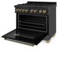 ZLINE Autograph Edition 36" 4.6 cu. ft. Dual Fuel Range with Gas Stove and Electric Oven in Black Stainless Steel with Accents