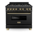 ZLINE Autograph Edition 36" 4.6 cu. ft. Dual Fuel Range with Gas Stove and Electric Oven in Black Stainless Steel with Accents