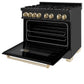 ZLINE Autograph Edition 36" 4.6 cu. ft. Dual Fuel Range with Gas Stove and Electric Oven in Black Stainless Steel with Accents