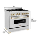 ZLINE Autograph Edition 36" 4.6 cu. ft. Dual Fuel Range with Gas Stove and Electric Oven in DuraSnow Stainless Steel with Accents