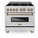 ZLINE Autograph Edition 36" 4.6 cu. ft. Dual Fuel Range with Gas Stove and Electric Oven in DuraSnow Stainless Steel with Accents
