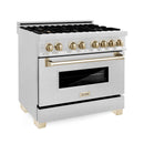 ZLINE Autograph Edition 36" 4.6 cu. ft. Dual Fuel Range with Gas Stove and Electric Oven in DuraSnow Stainless Steel with Accents
