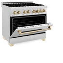 ZLINE Autograph Edition 36" 4.6 cu. ft. Dual Fuel Range with Gas Stove and Electric Oven in DuraSnow Stainless Steel with Accents