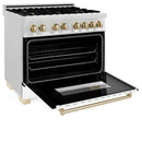 ZLINE Autograph Edition 36" 4.6 cu. ft. Dual Fuel Range with Gas Stove and Electric Oven in DuraSnow Stainless Steel with White Matte Door and Accents