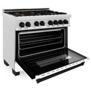 ZLINE Autograph Edition 36" 4.6 cu. ft. Dual Fuel Range with Gas Stove and Electric Oven in DuraSnow Stainless Steel with White Matte Door and Accents