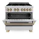 ZLINE Autograph Edition 36" 4.6 cu. ft. Dual Fuel Range with Gas Stove and Electric Oven in Stainless Steel with Accents