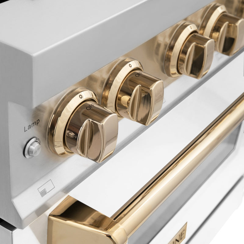 ZLINE Autograph Edition 36" 4.6 cu. ft. Dual Fuel Range with Gas Stove and Electric Oven in Stainless Steel with White Matte Door and Accents