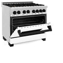 ZLINE Autograph Edition 36" 4.6 cu. ft. Dual Fuel Range with Gas Stove and Electric Oven in Stainless Steel with White Matte Door and Accents