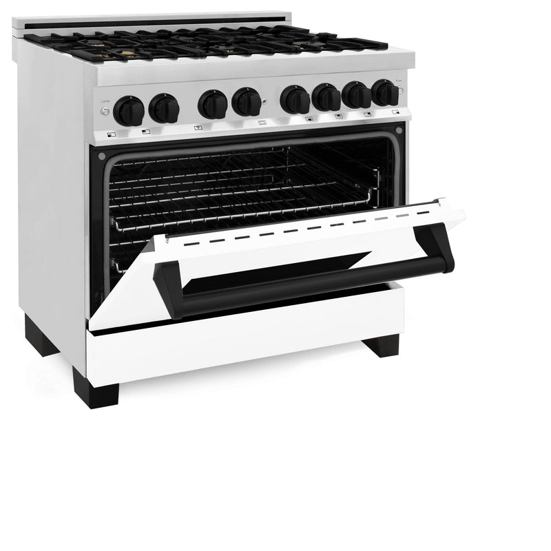 ZLINE Autograph Edition 36" 4.6 cu. ft. Dual Fuel Range with Gas Stove and Electric Oven in Stainless Steel with White Matte Door and Accents