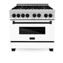 ZLINE Autograph Edition 36" 4.6 cu. ft. Dual Fuel Range with Gas Stove and Electric Oven in Stainless Steel with White Matte Door and Accents