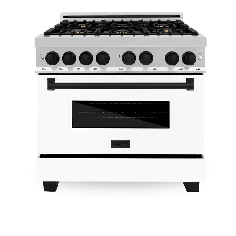 ZLINE Autograph Edition 36" 4.6 cu. ft. Dual Fuel Range with Gas Stove and Electric Oven in Stainless Steel with White Matte Door and Accents