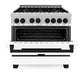 ZLINE Autograph Edition 36" 4.6 cu. ft. Dual Fuel Range with Gas Stove and Electric Oven in Stainless Steel with White Matte Door and Accents