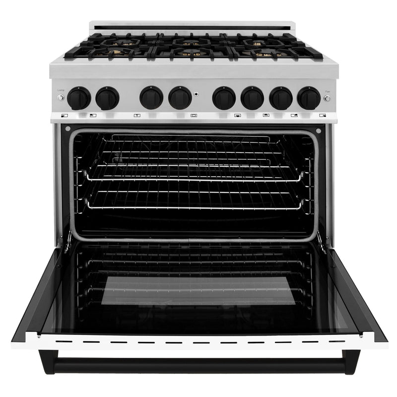 ZLINE Autograph Edition 36" 4.6 cu. ft. Dual Fuel Range with Gas Stove and Electric Oven in Stainless Steel with White Matte Door and Accents