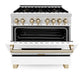 ZLINE Autograph Edition 36" 4.6 cu. ft. Dual Fuel Range with Gas Stove and Electric Oven in Stainless Steel with White Matte Door and Accents