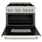 ZLINE Autograph Edition 36" 4.6 cu. ft. Dual Fuel Range with Gas Stove and Electric Oven in Stainless Steel with White Matte Door and Accents