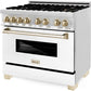 ZLINE Autograph Edition 36" 4.6 cu. ft. Dual Fuel Range with Gas Stove and Electric Oven in Stainless Steel with White Matte Door and Accents - RAZ-WM-36